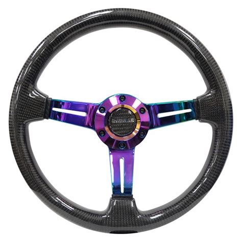 Nrg Innovations® 3 Spoke Carbon Fiber Steering Wheel With Neochrome