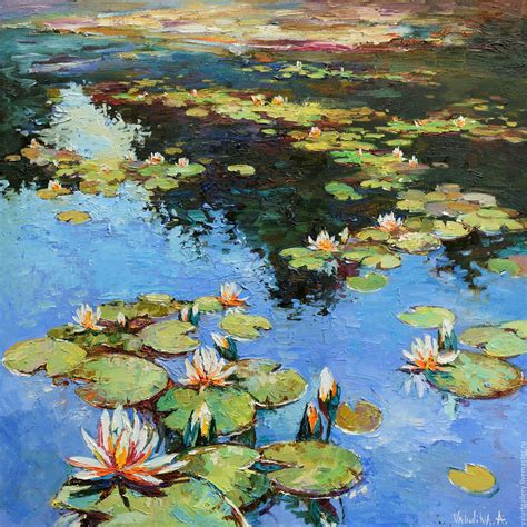 Water Lilies Large Oil Painting 90 X 90 Cm Shop Online On Livemaster