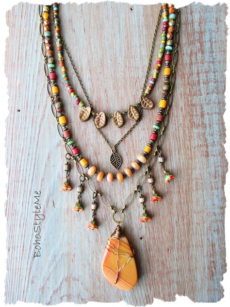 Bohemian Necklace Gemstone Beaded Boho Style Necklace BohoStyleMe