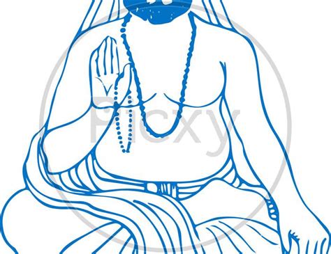 Image Of Sketch Of Lord Sri Raghavendra Swamy Or Guru Rayaru Outline