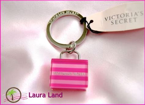 Nwt~victorias Secret Keychain Signature Pink Stripe Purse Charm Key