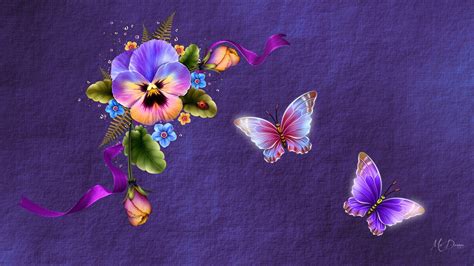 Download Butterfly Pansy Flower Artistic Spring Hd Wallpaper By Madonna
