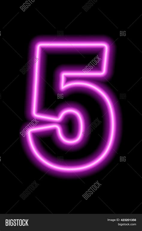Neon Pink Number 5 On Image And Photo Free Trial Bigstock