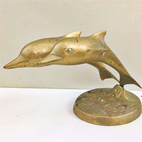 Vintage Brass Dolphin Beach Decor Art And Collectibles Figurines And Knick