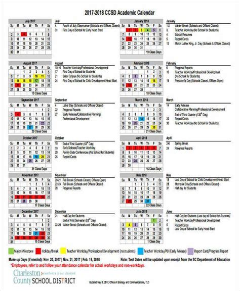 School Calendar Template Calendar Template School Calendar Academic