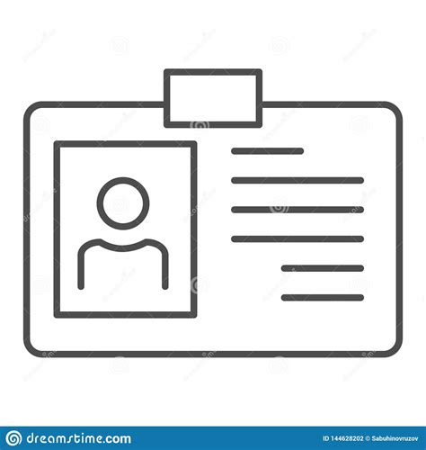Identity Card Thin Line Icon Id Badge Vector Illustration Isolated On