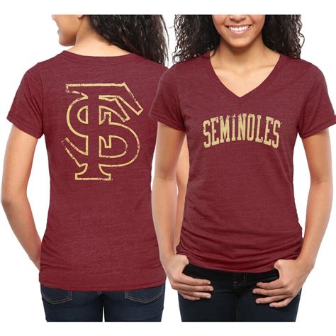 Florida State Seminoles Womens Slab Serif Tri Blend V Neck T Shirt