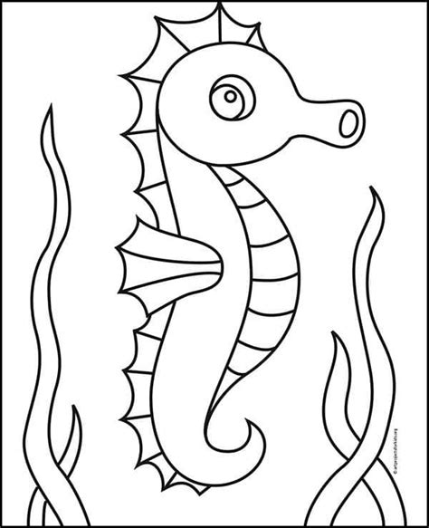 Seahorse Drawing Colorful