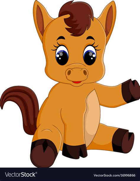 Cute Baby Horse Sitting Royalty Free Vector Image
