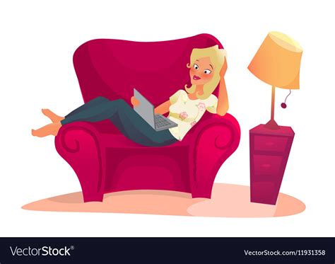 Cartoon Character Woman Relaxing Royalty Free Vector Image