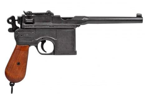 Denix 1896 Wwi Wwii Mauser C96 Non Firing Pistol Prop Gun With Wood