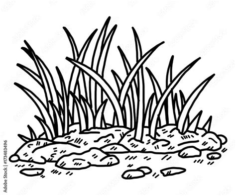 Grass Cartoon Vector And Illustration Black And White Hand Drawn