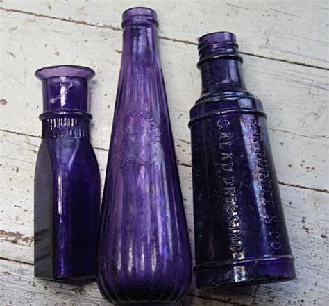 Purple Bottle Lot Amethyst Glass Antique Durkee Salad Dressing Joseph Campbell Camden Nj
