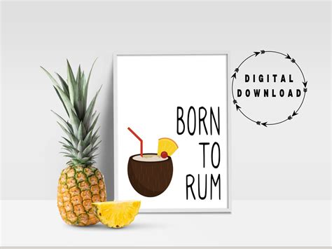 Born To Rum Print Alcohol Pun Explore Now Etsy