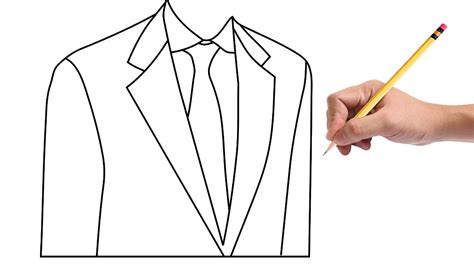 How To Draw A Suit Step By Step Easylinedrawing