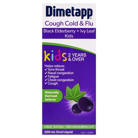 Buy Dimetapp Kids Cough Cold And Flu 2 Years Natural 200ml Online At
