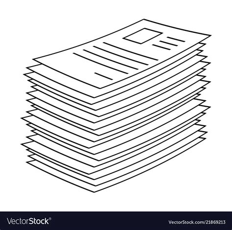 Heap Stack Paper Document File Web Icon Symbol Vector Image