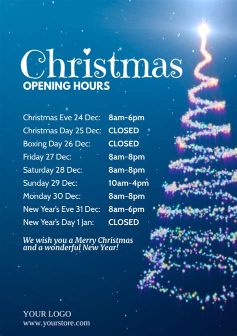 Christmas Opening Times Hours Holidays Cover Template Postermywall
