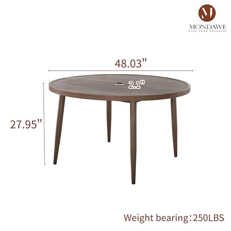 Mondawe Aluminum Round Outdoor Dining Table 48 In W X 48 In L With