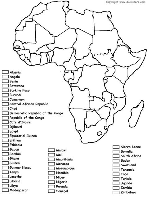 Africa Map Quiz Printable