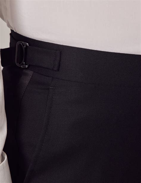 Slim Fit Dinner Suit Trousers With Side Adjusters In Black Hawes And