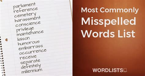 Most Commonly Misspelled Words List