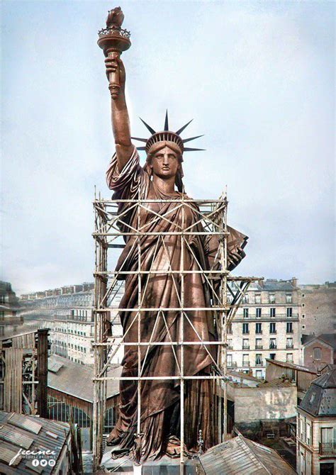 The Statue Of Liberty In Paris In 1886 Before Oxidation Colorized