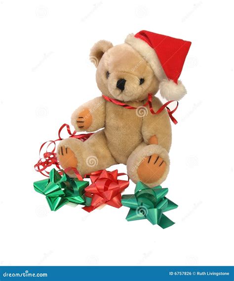 Christmas Teddy Bear With Bows Stock Photo Image Of Xmas Child 6757826