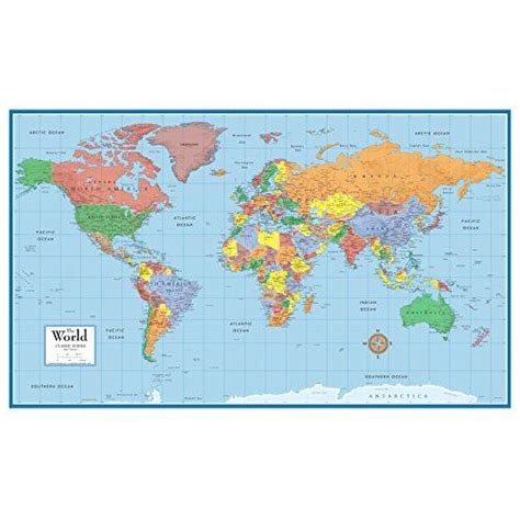 Swiftmaps World Contemporary Elite Wall Map Poster Mural 24h X 36w