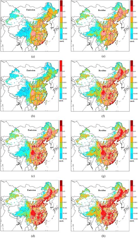Spatial Distribution Patterns Of Cumulative Emissions And Residues For