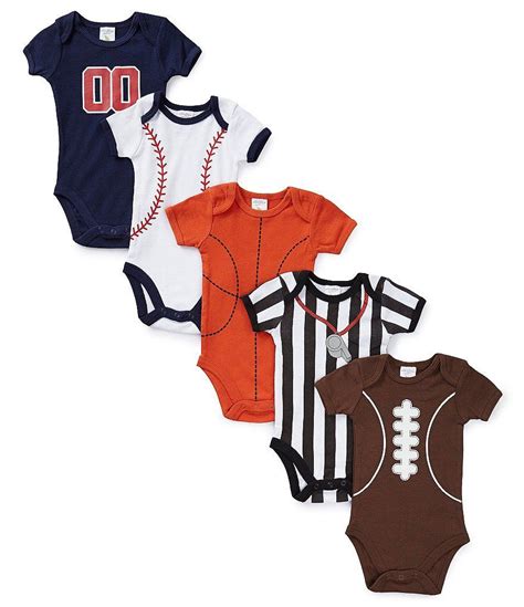 Starting Out Baby Boys Newborn 6 Months Sports Bodysuits 5 Pack