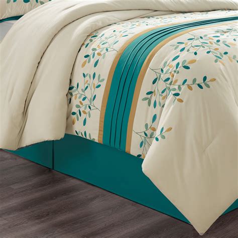 Elight Home Jade Embroidery 7 Piece Comforter Set King Embroidered