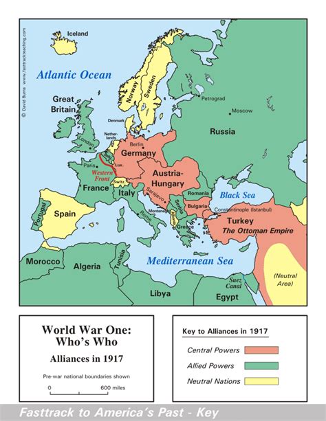 World War 1 Map Activity Worksheets