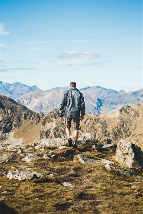 Picture Of Man Hiking In Mountains Free Stock Photo