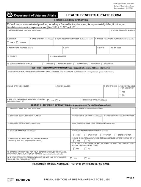 Please Read Before Your Start What Is Va Form 10 10ezr Used Va Fill