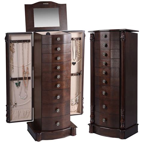 Giantex Large Jewelry Armoire Cabinet With 8 Drawers And 2 Swing Doors 16