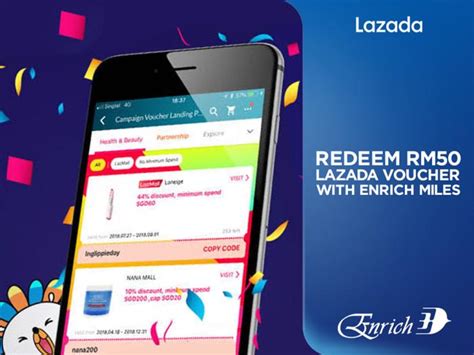 You can still earn enrich miles easily with our lifestyle partners. Malaysia Airlines Redeem RM50 Lazada Voucher with Enrich ...
