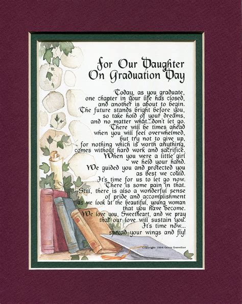 Graduation Poem For Our Daughter Graduation Verse Print Double