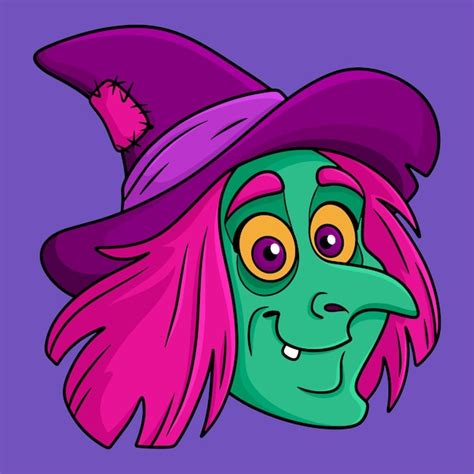 Free Vector Hand Drawn Cartoon Witch Face Illustratio