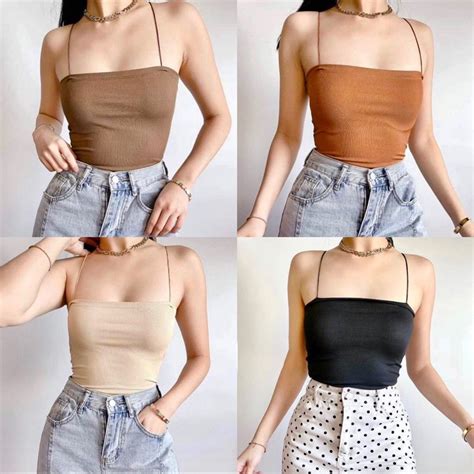 Trendy String Bandeau Knitted Tube Croptop 6a0195