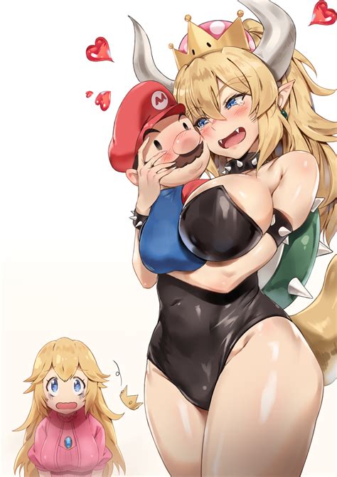 Big Boobs Long Hair Blue Eyes Bowsette Princess Peach