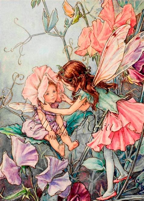 Sweet Pea Fairies Vintage Cicely Mary Barker Art Print Etsy Fairy