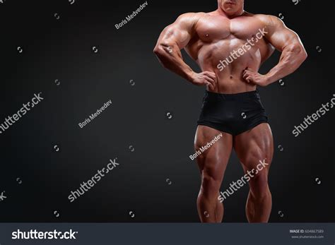 Bodybuilding Naked Man Muscular Figure Shows Stock Photo Shutterstock