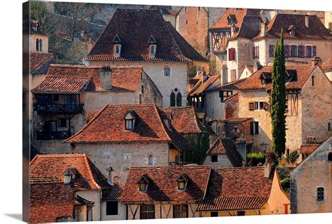 Village Of Saint Cirq Lapopie Quercy Region France Wall Art Canvas