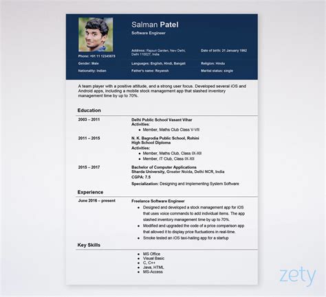 Free Biodata Templates For Marriage And Job Format