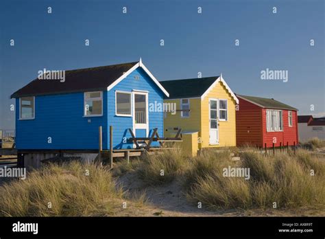Three Beach Huts Stock Photo Alamy