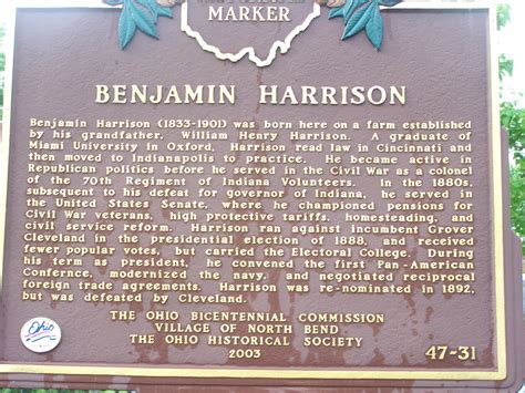 Potus Historical Sites Benjamin Harrison