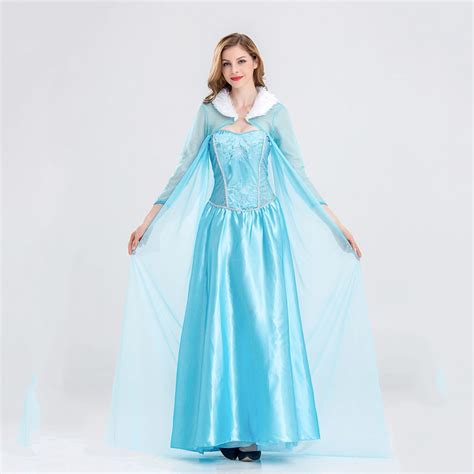 Fairy Tale Anime Princess Elsa Costume Adult Women Halloween Snow Grow