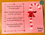 candy cane poem and thumbprint Christmas card for parents Christmas ...