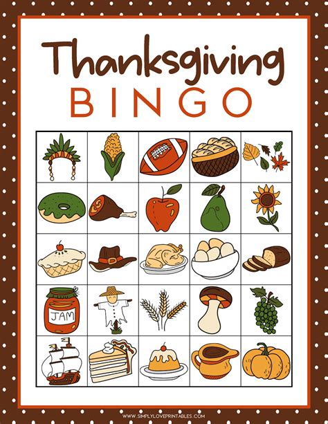 Free Printable 10 Thanksgiving Bingo Cards Simply Love Printables